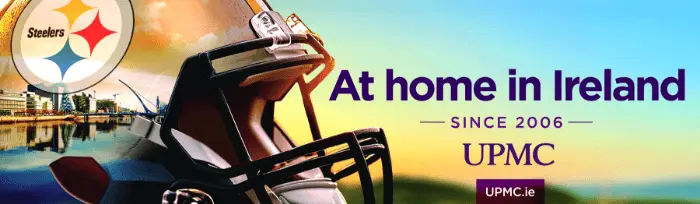 graphic by UPMC welcoming Steeler fans to Ireland